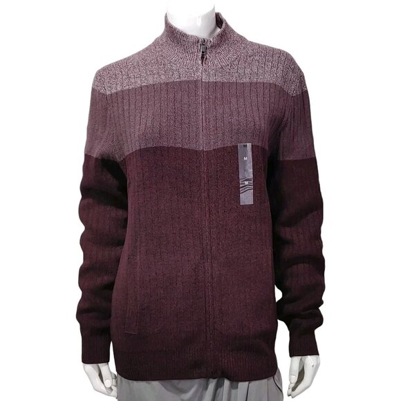 ALFANI Unisex Dark Purple Mock Neck Full Zip Cardigan Sz M READ MEASUREM… - Picture 1 of 9